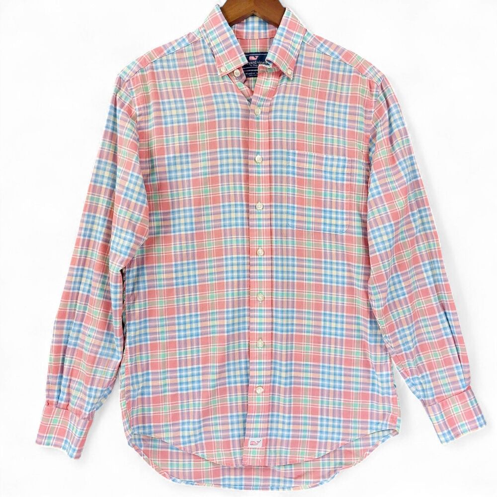 Vineyard Vines Shirt Mens XS Pastel Plaid Murray Button Down Cotton Long Sleeve